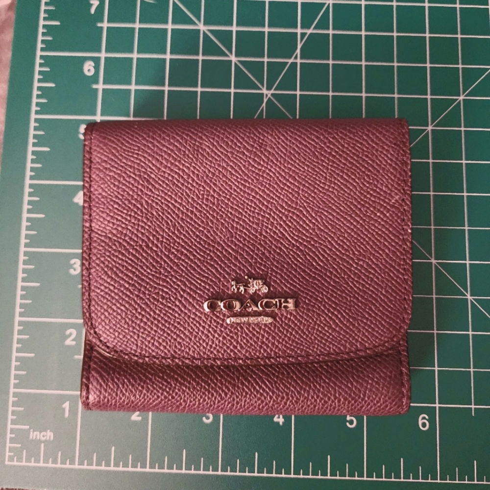 COACH Purple,Lavender,Broo , Colorblock Crossgrain Leather Tri-Fold Small Wallet